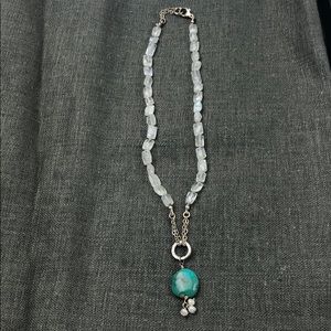 Knotted moonstone & Turquoise Necklace
